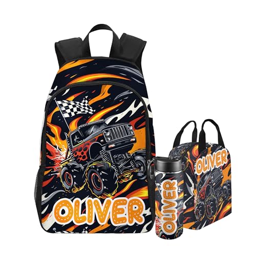 Custom Kids Backpack for Boys Personalized with Kid's Name Children Casual Daypack Backpacks with Lunch Bag Children Travel Bookbag for School