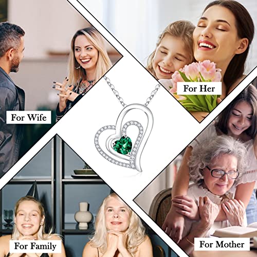 Mothers Day Necklace Gifts From Daughter, Unique Sterling Sliver May Birthstone Jewelry Mom Emerald Necklace Valentines Day Anniversary Aunt Mothers Day Gifts For Mom Grandma Daughters Sister Wife #TOP4
