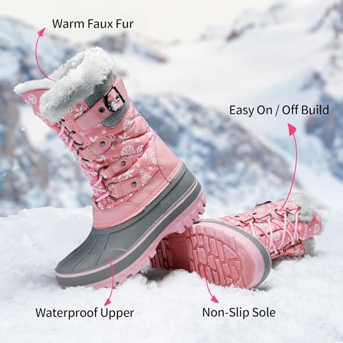 Dream Pairs D194-7B1DD04-H67KJ-03FFT2-0 Kids Insulated Waterproof Warm Winter Snow Boots Pink Kriver-1 Size 13 Little Kid thumb #3
