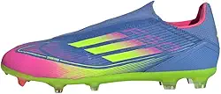 Chuteira Adidas Campo F50 League LL Slip On FG/MG Azul Verde e Rosa