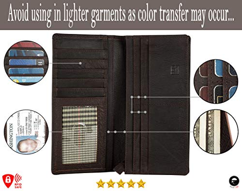 Image of RFID Blocking Mens Genuine leather Bifold Long Wallet