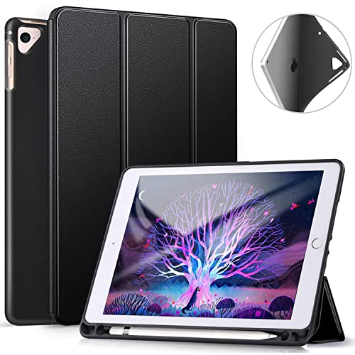 ZtotopCase Case for iPad 9.7 Inch 2018/2017 (6th/5th Generation)/Air 2/Air 1, Ultra Thin Soft TPU Back Cover Protective Case with Apple Pencil Holder, Automatic Sleep/Wake, Black