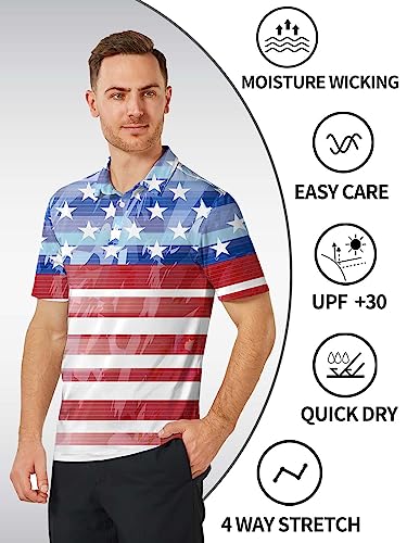 Men's-Polo-Shirts Casual Short Sleeve Moisture Wicking Summer Golf Floral Shirts3