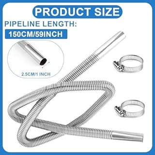Taicols 59-inch Diesel Engine Heater Exhaust Pipe 1 "Inner Diameter Flexible Exhaust Pipe Stainless Steel clamp Bracket Exhaust Hose Portable Heater kit (59)