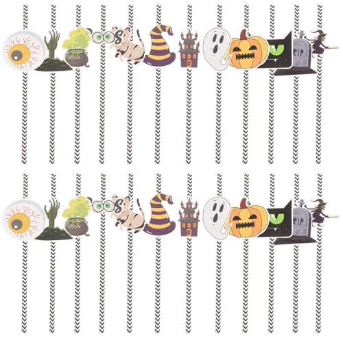 24 pitillos de papel para fiesta de Halloween miniatura 1