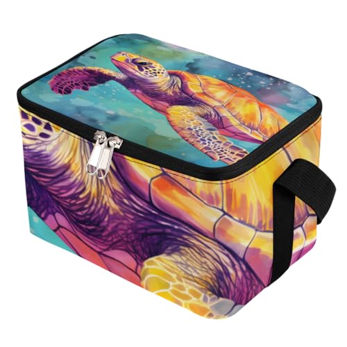 GzLeyigou Lunch Bags for Women Men 9 Cans,Turtle Print Hot & Cold Food Delivery Bag Insulated Grocery Bag Insulated Lunch Box Ocean Turtle Cooler Bag for Office Work Picnic Beach