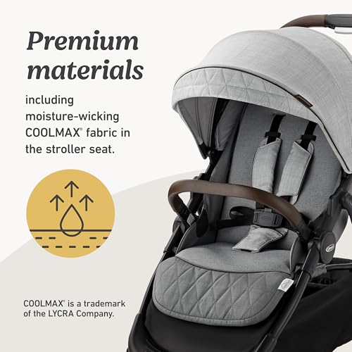 Image of Graco Premier Merge Travel System, 3-in-1 Car Seat Stroller Combo with EZ Spin Wheels for 360 Rotation,Includes SnugRide SnugFit 35 LX Infant Car Seat, Midtown
