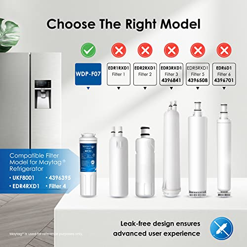 Waterdrop Plus Ukf8001 Nsf 401, 53&42 Certified Refrigerator Water Filter, Compatible With Whirlpool Everydrop Filter 4, Edr4Rxd1, Maytag Ukf8001Axx, 4396395, Puriclean Ii, Fmm-2, Wdp-F07, 3 Filters #TOP30