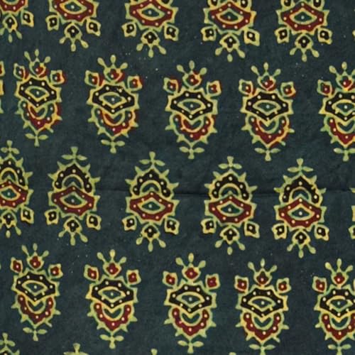 Image of Ethnics of Kutch Women's Ajrakh Modal Silk Natural Dye Hand Block Print Unstitched Kurta Fabric (For Lenght - Refer Bullet Point Below)