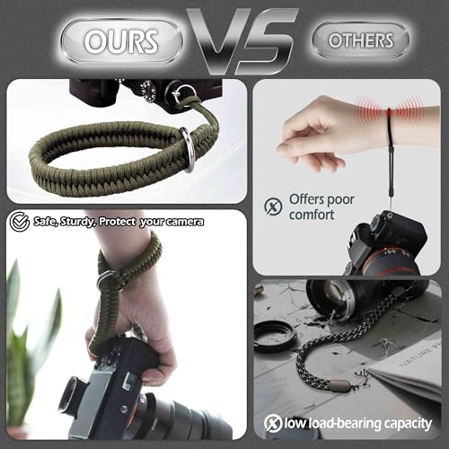 Image of Paracord Camera Wrist Strap Lanyard-Quick Release for DSLR Mirrorless Green | Adjustable wrist size,High-strength paracord material, lightweight 1.16oz, secure metal clasp,Fits Canon Nikon Sony Fuji