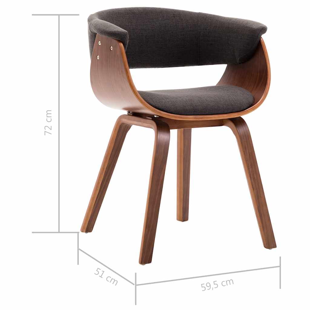 Chaise à Manger Gris Bois Courbé et Tissu