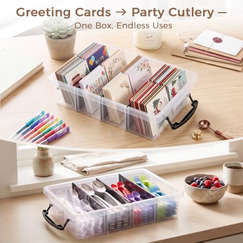 Image of Citylife 4PC Clear Plastic Storage Box with 3 Removable Dividers