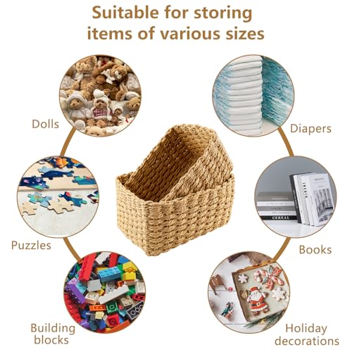 Zosenyer Aufbewahrungskorb Geflochten, 4er Stapelbarer Badezimmer Körbe Aufbewahrung, Storage Basket für Wohnzimmer Küchen Kinderzimmer Bad, Geeignet Als Windel Organizer und Besteckkorb (Coffee)