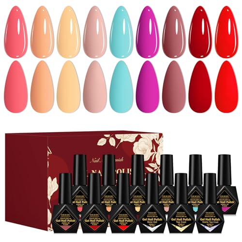 Set de esmalte de uñas gel nude 12 piezas 9 colores miniatura 1