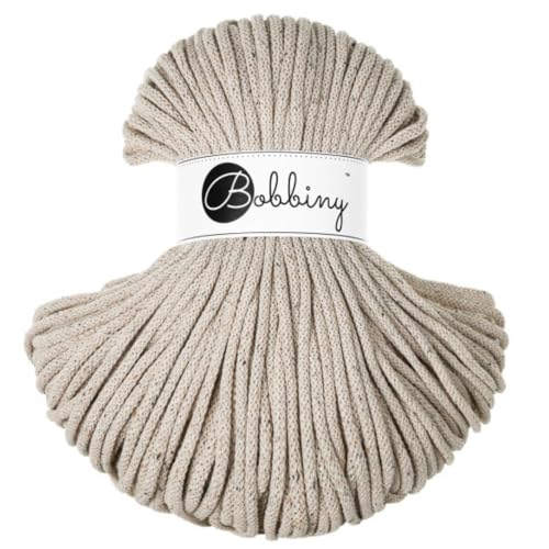 Bobbiny Cordon en coton tressé de qualité supérieure - 5 mm x 100 m - Cordon macramé polyvalent pour tricot, tissage, bricolage et décoration d'intérieur - Ficelle de bricolage colorée de qualité