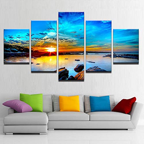 Impression sur toile 5 pièces paysage plage déco salon