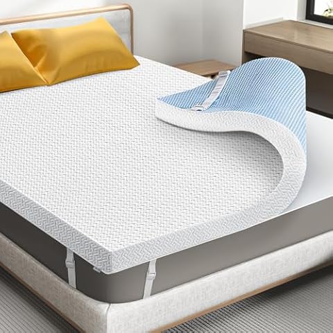 3 Inch Gel Memory Foam Mattress Topper King Size, High Density Ventilated Memory Fo...