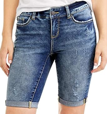 Amazon.com: Time and Tru - Bermudas vaqueras para mujer con puño enrollado  y entrepierna de 9.5 in : Ropa, Zapatos y Joyería