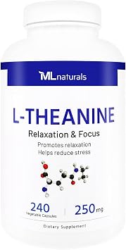 ML Naturals L-Theanine 250mg Per Serving 240 Vegetable Capsules Non-GMO & Gluten-Free