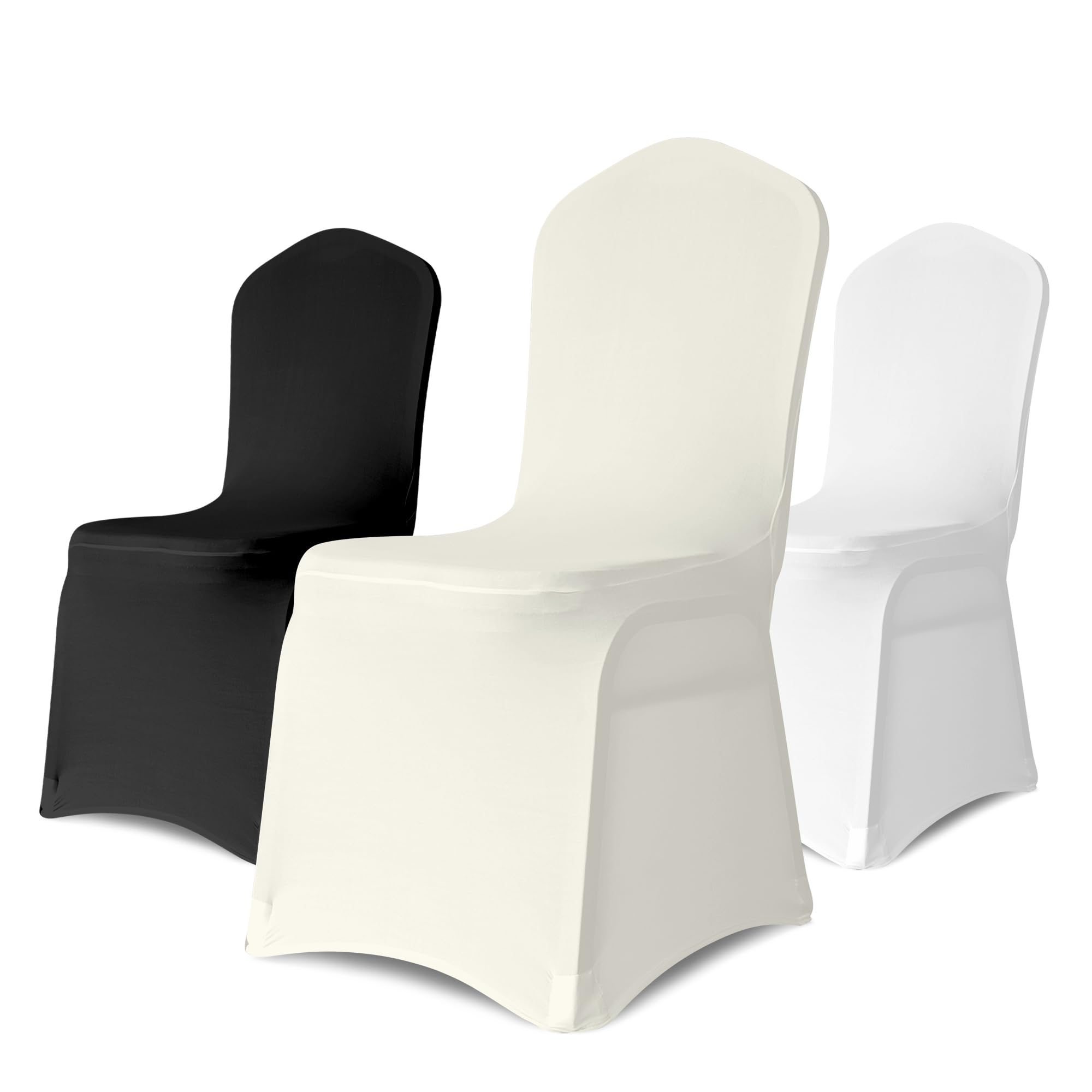 BIGTONE 100 Pieces Beige Chair Covers - Stretch Polyester Spandex Chair Slipcovers for Wedding Party Banquet Upgrade and More (Dining Chair Cover-Beige-100 Pcs)