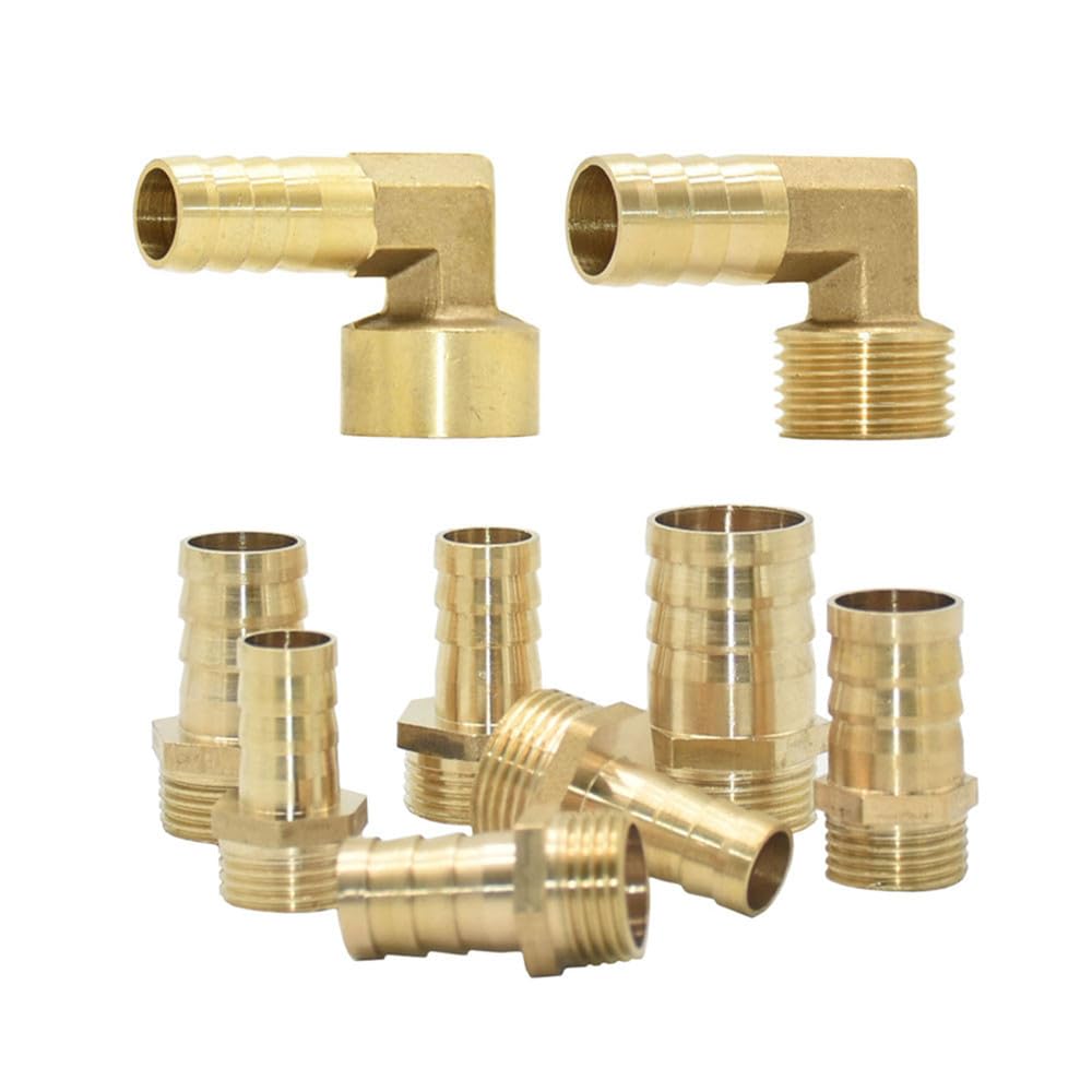 Conector de codo de latón de 1/2 3/4 pulgadas con rosca macho y hembra a púas de 14/16/19 mm, acoplamiento de manguera de cobre, adaptador de tubería,