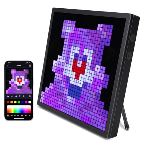 REYLAX LED Pixel Art Display 32x32-Smart Alarm Clock RGB Pixel Matrix Panel DIY Graffiti Animations Patterns Text Programmable LED Sign for Gaming Room Desk Accessories for Kids Adults