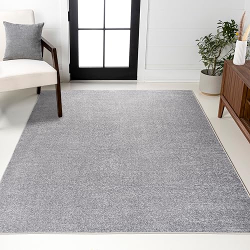 JONATHAN Y Haze Solid Low-Pile Gray Indoor Area Rug 8x10, Coastal...