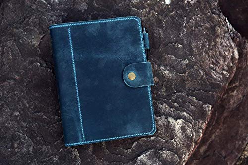 Personalized vintage marine blue refill leather journal A5 6 ring leather planner binder travelers journal travel notebook cover NBA511TB4
