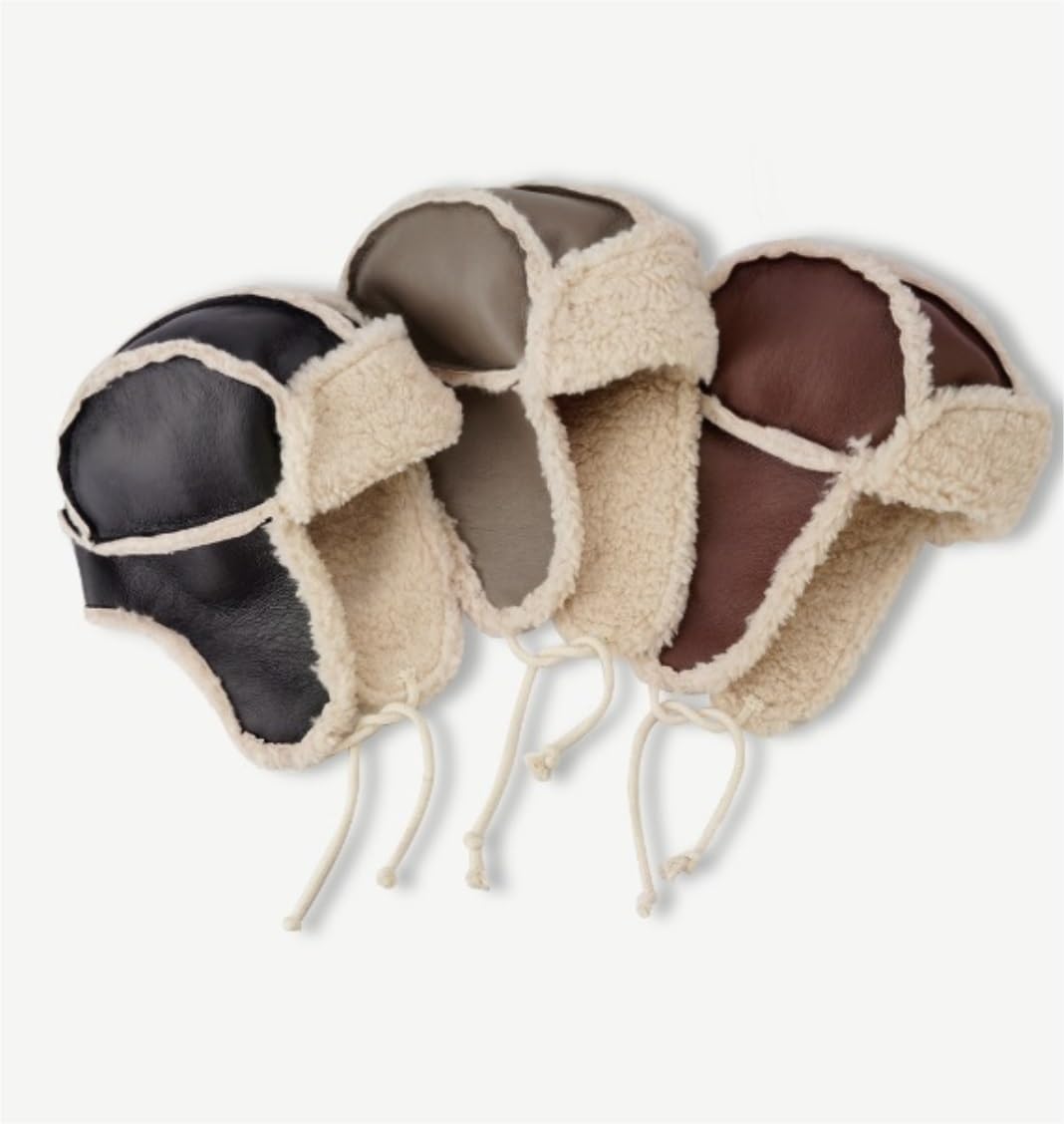 Mützen Winter Mützen Unisex-Wintermütze, Warme Poilt-Mütze, PU-Leder-Futter, Plüschmütze Mit Ohrenschützern Wintermütze (Color : Brown, Size : One Size)