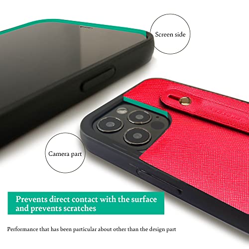 Hanatora] Iphone 11 Pro Max Case, Saffiano Leather,Wrist Strap,Handmade,Bumper Cover For Iphone 11 Pro Max Orange #TOP3