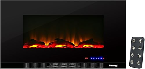 Miniatura 10 de Livingston - Estufa eléctrica LED 3D de montaje en pared de 60 pulgadas con temporizador y control remoto, efecto de registro y fuego 3D