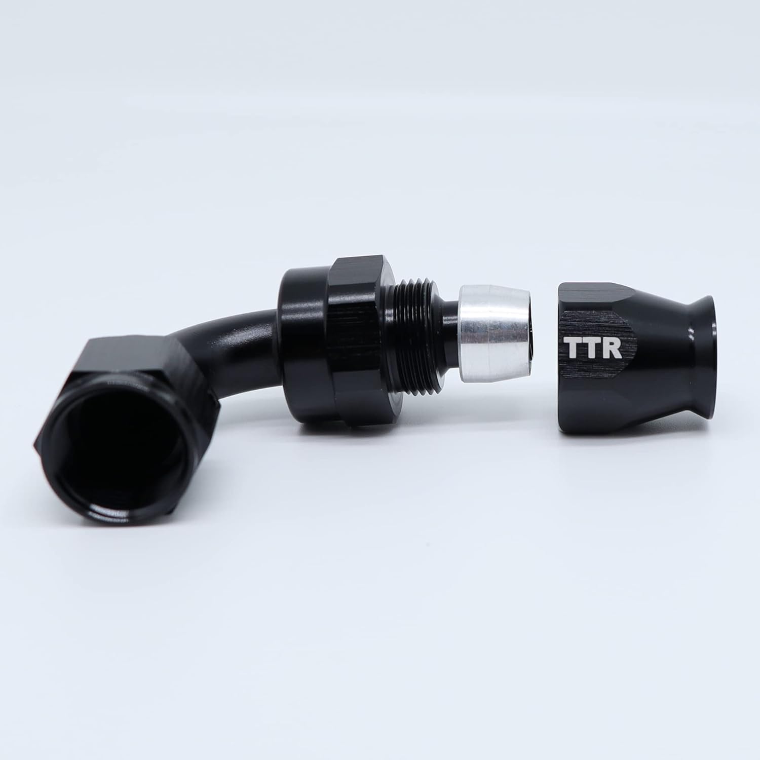 PTFE Brake Fittings Hose Adapter Teflon Straight 45 90 Degree Set 4 Fittings Kit (AN10-90 Degree, Black) 80-090BK-10_4