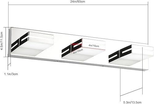 Miniatura 4 de SineRise - Lámpara LED para tocador de baño - Moderna lámpara de acrílico con acabado cromado para iluminación de pared sobre el espejo - 3 luces,