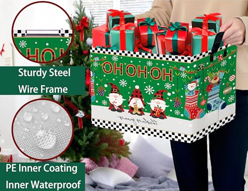 Image of Large Christmas Gifts Empty Baskets Kids Collapsible Holiday Storage Bin with Handle (Socks Gnome)