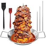 Vertical Kebab Skewer Stand, Stainless Steel BBQ Kebab Machine with 3 Different Sizes Replacement Spikes and Vertical Skewer Grill Plate with Handle for Steak Chicken Fish Turkey Kebab Kitchen