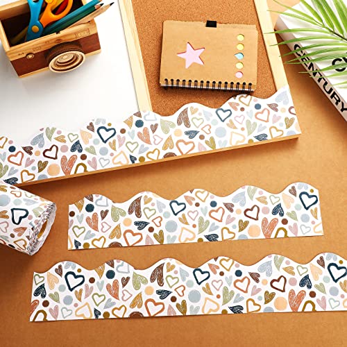 69 Ft Scalloped Boho Classroom Borders Boho Hearts Bulletin Board Borders Colorful Paper Rolled Teachers Die Cut Trimmer Border For Bulletin Board Classroom Chalkboard Wall Decor #TOP3