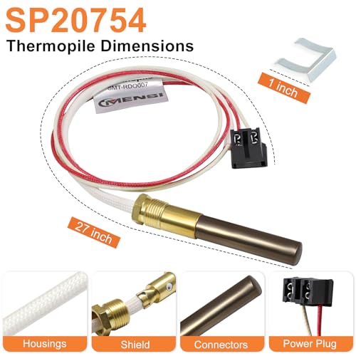 Hiorucet SP20824 Natural LP Thermopile Senor Component Compatible with Rheem, Ruud, Richmond Water Heaters Pilot Assembly, SP20824 Thermopile Replace SP21058 SP20754 SP21096 SP20739 SP20800, 750MV - Thumbnail 2