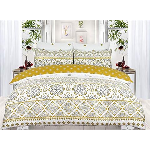 Cotton Connection 100% Egyptian cotton High End Luxury Hotel Quality Printed Reversible Duvet Cover Set (2 Pillowcase, 1 Duvet Cover) Ultra Soft and Easy Care, Simple Style Bed Duvet Cover Set Cover