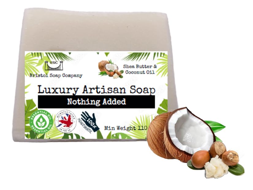 Hademade Coconut and Shea Butter Artisan Soap with Essential oil. (Nothing Added), White, 120 g (Pack of 1)