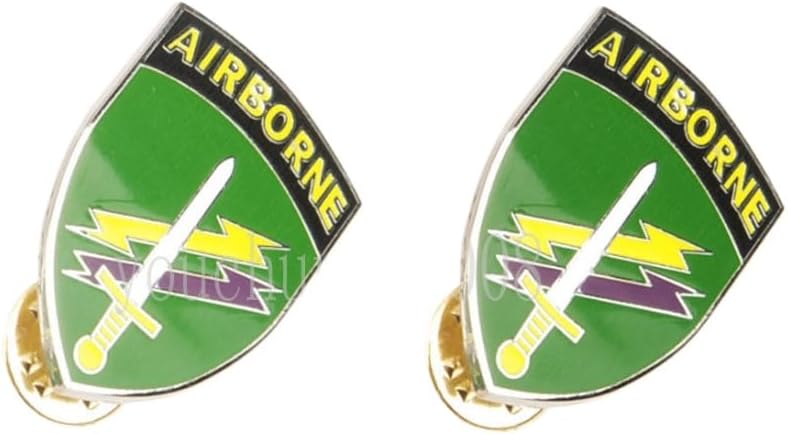 PAIR OF US ARMY AIRBORNE COMMAND DIVISION PARATROOPER METAL SHOULDER PIN BADGE