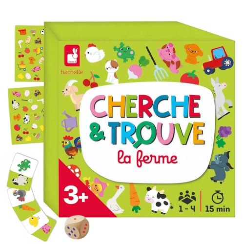 Janod - Mon Premier Cherche Et Trouve - Jeu Éducatif - Réflexion sur Le thème des Animaux de la Ferme - Jeu de Société 3 Ans et + avec Cartes et...