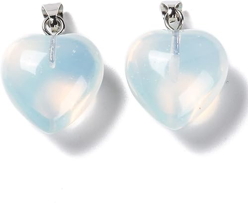 Miniatura 28 de Beadthoven - 10 dijes de piedra de corazón hinchado, piedras preciosas curativas para chakras, reiki, cuentas para hacer collares, joyas, día de San