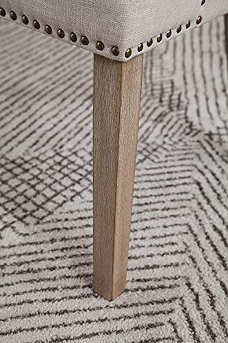 Btexpert Bb5109-2 High Back Tufted Parsons Upholstered Padded Dining Room Chairs Side Solid Wood Accent Nail Trim Two Pack, 25D X 21W X 37H Inch, Ivory Beige Linen Fabric Set Of 2 #TOP3