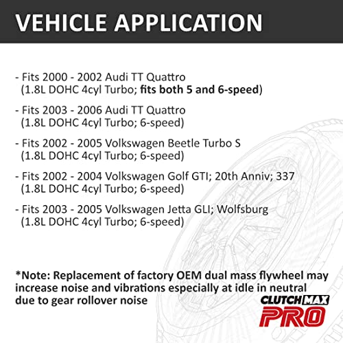 Clutchmax Performance Stage 2 Clutch Kit & Chromoly Flywheel With Slave Cylinder Compatible With 2000-2006 Audi Tt Quattro 2002-2005 Vw Beetle Turbo S Golf Jetta 1.8L (Cp02017Hdws-Lsf02017-St2) #TOP1
