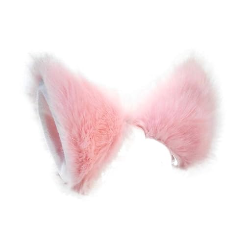 WeeH A Pair of Cartoon Animal Furry Ears Hair Clips Halloween Costume Headwear for Women Men at Birthday Party Anime Theme (Cat Pink) - Pink