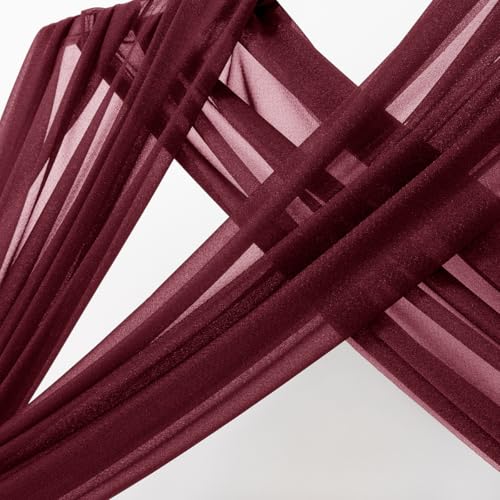 Image of MLMC Burgundy Wedding Arch Draping Fabric 2 Panel 29 inch x 20 FT Extra Long Gauze Drapes Sheer Backdrop Curtains 6.6 Yards Airy Outdoor Drapery Panels for Wedding Bridal Shower Ceiling Decoration