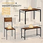 Shahoo Kitchen Table and 2 Chairs for 4 with Bench, 4 Piece Dining Sets for Small Space, Brown - Image 5