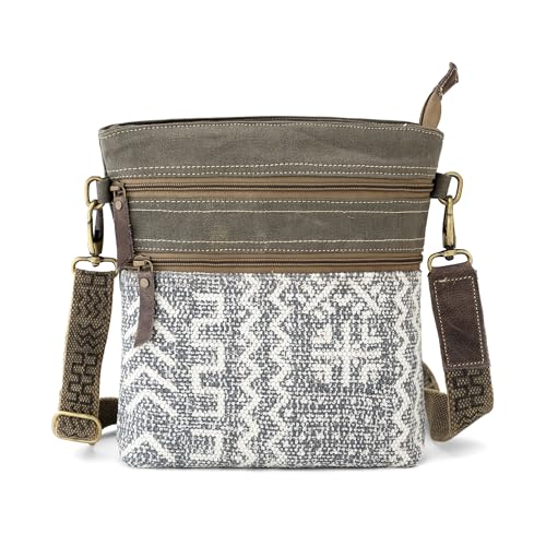 Goatter Cotton Dari And Leather Material Messenger Sling Bag For Women, Green Color