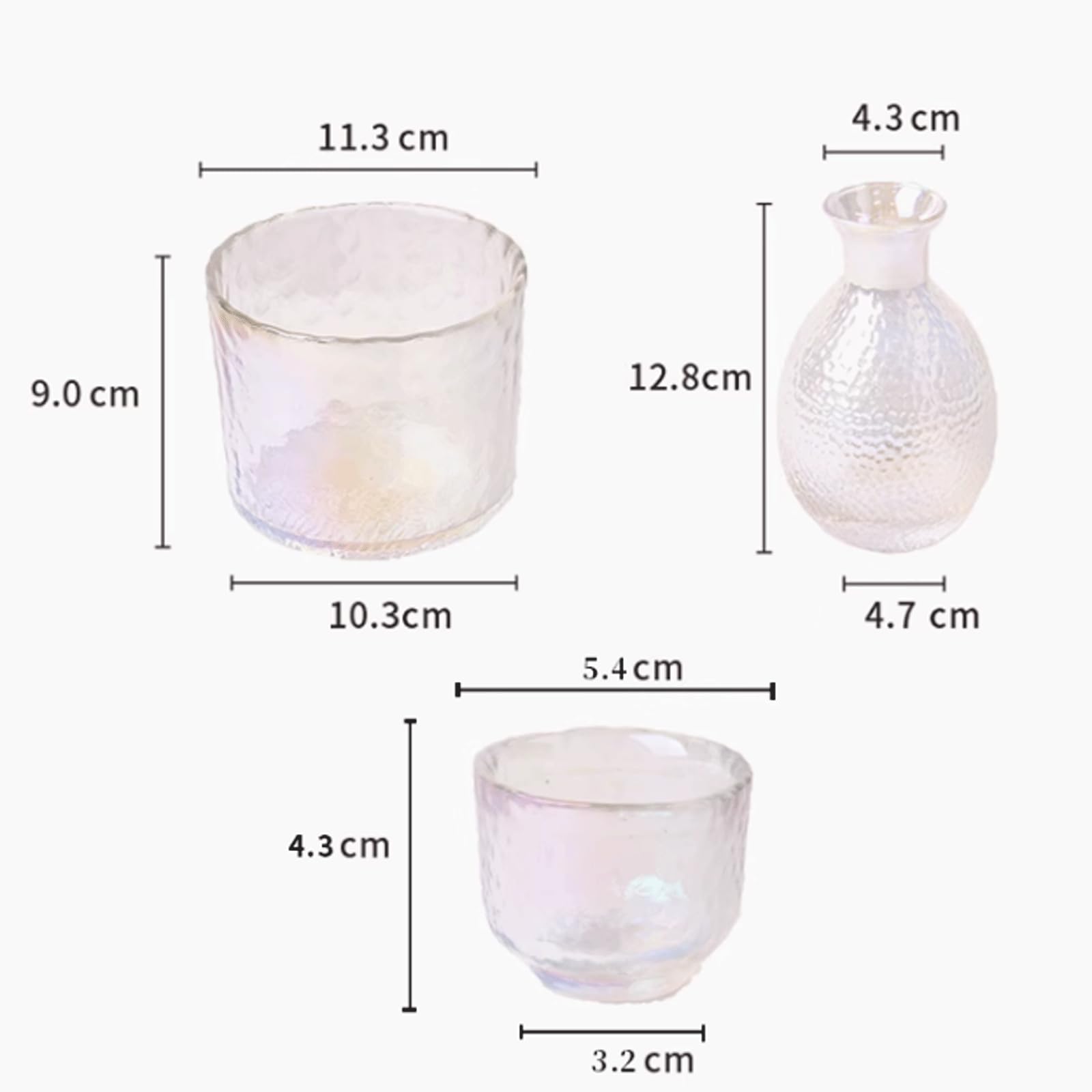 Juego de Sake de Vidrio, Taza de Sake Colorida, 1 Tetera, 1 Calentador de Sake, 4 Tazas de Sake, dispensador de Sake Estilo japonés, Juego de Sake, Juego para Beber Sake (Colorido)