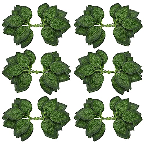 Qwertfeet Fausses Feuilles Artificielles pour DéCorations de Roses - 36 Feuilles de Fleurs de Roses en Soie avec des Tiges Flexibles de Vignes RéAlistes